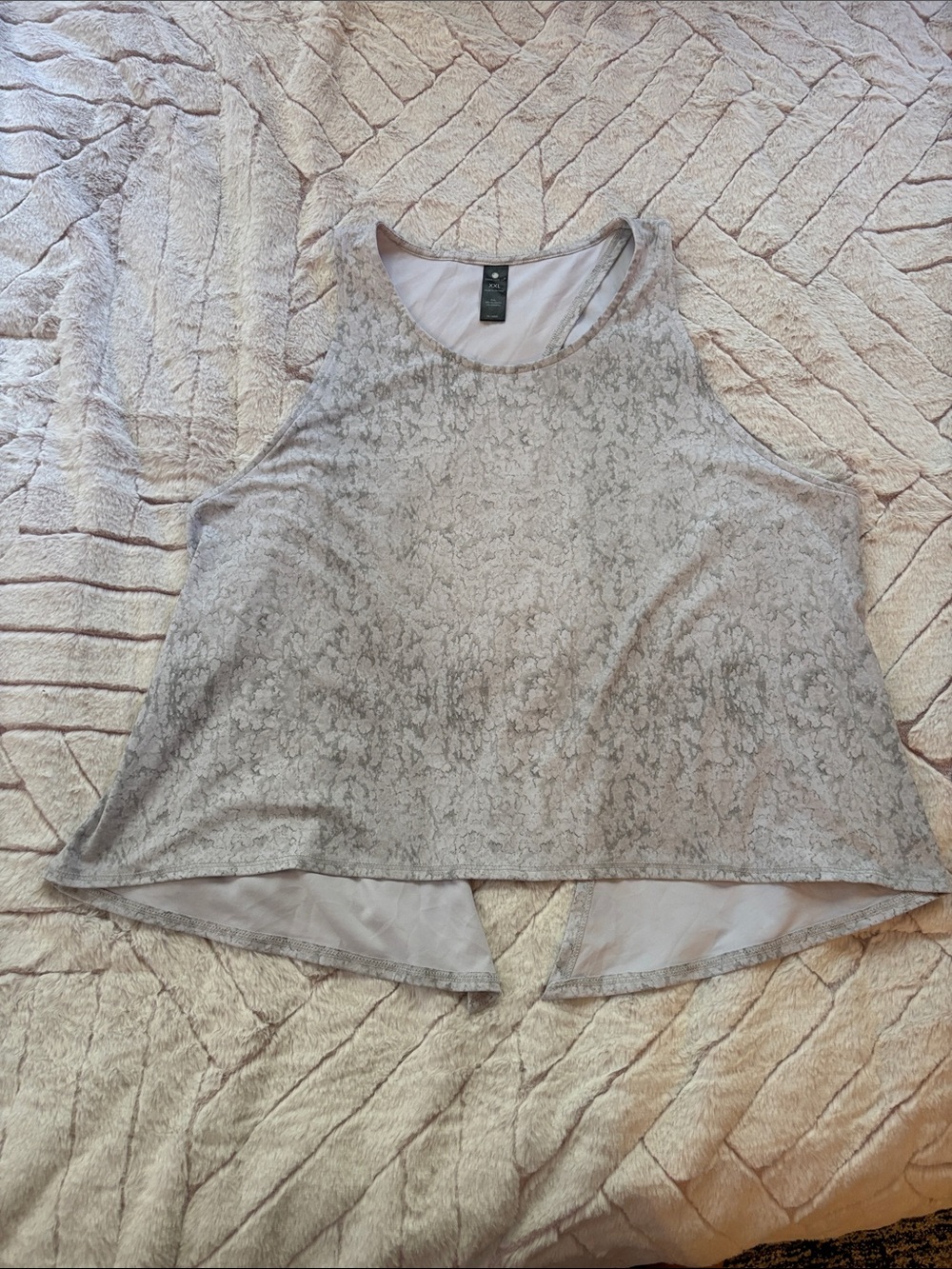 Yogalicious Light Gray Lace-Effect Sleeveless Tank